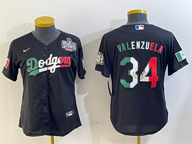 Youth Los Angeles Dodgers #34 Toro Valenzuela Black Mexico 2024 World Series Cool Base Stitched Baseball Jersey